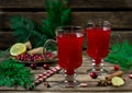 Winter cranberry drink with ginger and spices