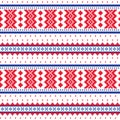 Winter cross-stitch pattern inspired by Sami people folk art in Lapland - Scandinavian, Nordic style