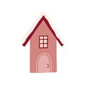 Winter cute cozy house. Sweet pink home. Royalty Free Stock Photo