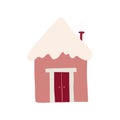 Winter cute cozy house. Sweet pink home. Royalty Free Stock Photo