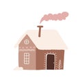 Winter cute cozy house. Sweet pink home. Royalty Free Stock Photo