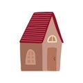 Winter cute cozy house. Sweet pink home. Royalty Free Stock Photo