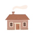 Winter cute cozy house. Sweet pink home. Royalty Free Stock Photo