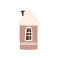 Winter cute cozy house. Sweet pink home. Royalty Free Stock Photo