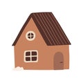 Winter cute cozy house. Sweet pink home. Royalty Free Stock Photo