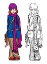 Winter cute girl dressing stripped scarf