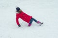 Winter danger, the girl slipped and falls