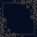 Winter dark festive background with golden snowflakes for Christmas and New Year Decorative snow pattern for postcard invitation Royalty Free Stock Photo