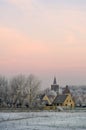 Winter dawn on Ellewoutsdijk, the Netherlands