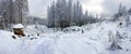 Panorama view around the egge tower at the velmerstot near silver river valley Royalty Free Stock Photo