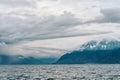 Winter day on Lake Geneva, Lausanne, Switzerland.