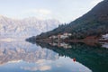 Winter day in Montenegro. View of the Kotor Bay near seaside villlage of Stoliv Royalty Free Stock Photo