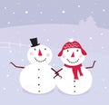 Winter day: Snowman & Snow - woman, Royalty Free Stock Photo