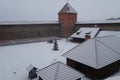 Winter day and snowstorm in the Lida Castle Royalty Free Stock Photo