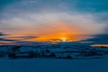 A winter day sunset of rural Toten, Norway