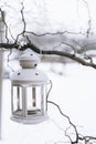 Winter Deco Lantern on snow background