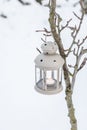 Winter Deco Lantern on snow background