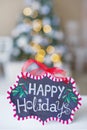 Winter decorations with Happy holidays sign Royalty Free Stock Photo