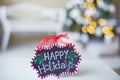 Winter decorations with Happy holidays sign Royalty Free Stock Photo