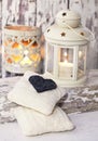 Winter Decoraton Rustic Style With Lantern And Heart