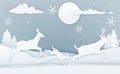 Winter Deer Scene Paper Art Royalty Free Stock Photo