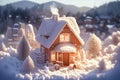 Winter diorama Miniature house in a snowy and enchanting setting Royalty Free Stock Photo