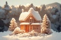 Winter diorama Miniature house in a snowy and enchanting setting Royalty Free Stock Photo