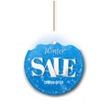 Winter Discount Label With Rope White Background
