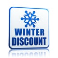 Winter discount white banner with snowflake symbol