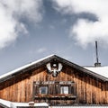 Winter dolomites cabin forest antlers hunting