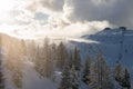 Winter dolomites in Italy. Winter in Madonna di Campiglio village and a ski resort in northeast Italy. Madonna di Madonna di