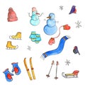 Winter doodle set