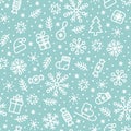 Winter doodle white and pastel blue holiday pattern 01