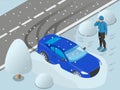 Winter Drift Car Composition Royalty Free Stock Photo