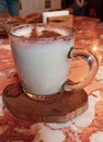 Winter drink hot salep with cinnemon powder Royalty Free Stock Photo