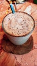 Winter drink hot salep with cinnemon powder Royalty Free Stock Photo