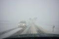 Winter driving by blizzard