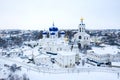 Winter drone view of Holy Bogolubsky Women`s Monastery Royalty Free Stock Photo