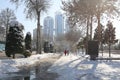 Winter in Dushanbe, the snowing streets