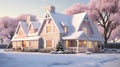 Winter Elegance: Classic American House 3D Render Collection