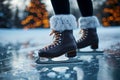 Winter elegance Legs gracefully glide over the glistening ice skating rink