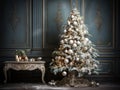 Winter Elegance: Stylish Room with White Christmas Tree and Festive Table Setting