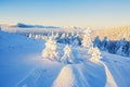 Winter empire of the Snow queen the most extreme rest place for Royalty Free Stock Photo