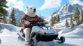 Winter Escapade: Polar Bear in Christmas Sweater. Royalty Free Stock Photo