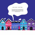 Winter in Europe flat vector banner template