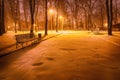 Winter evening in a central park Royalty Free Stock Photo