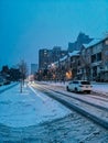 Winter evening night city urban landscape in Toronto Canada Royalty Free Stock Photo