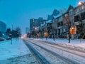 Winter evening night city urban landscape in Toronto Canada Royalty Free Stock Photo