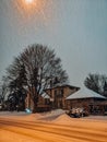 Winter evening night city urban landscape in Toronto Canada Royalty Free Stock Photo