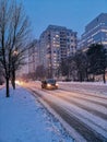 Winter evening night city urban landscape in Toronto Canada Royalty Free Stock Photo